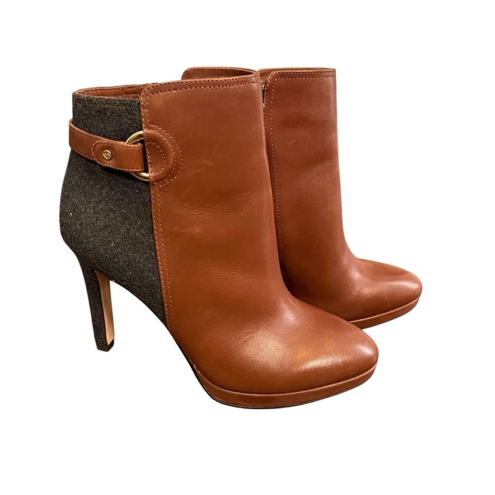 3/$30 ☀️ Antonio Melani "Knightlee" Chestnut Gray Leather Italy Pointed Boots - Picture 4 of 9
